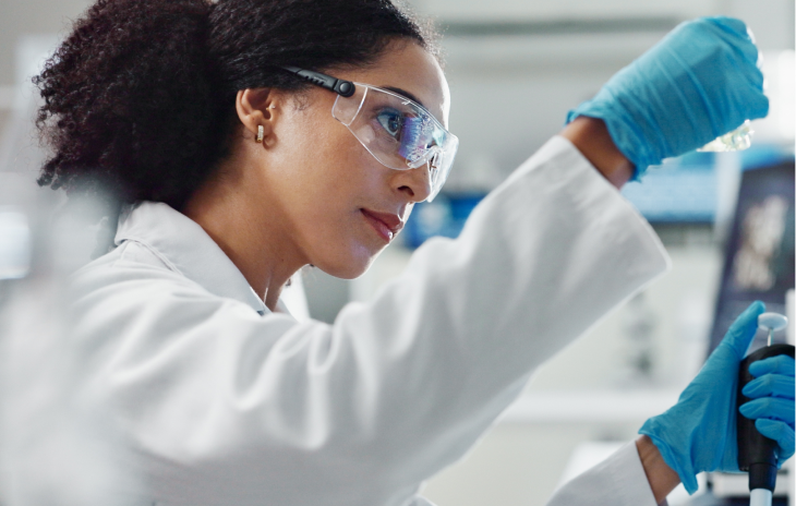 Lab technician analyzing mold samples in an accredited laboratory for mold testing
